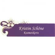 Namensschild Flower (73x25mm) mit Gravur | Effekt Gravur