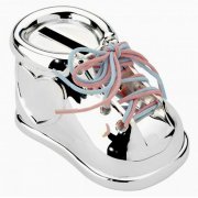 Spardose - Schuh mit rosa & blauem Schn�rsenkel mit Gravur | Effekt Gravur