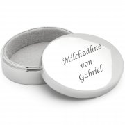 Zahn/Haarlockendose versilbert m. Gravur | Effekt Gravu