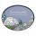 Keramikschild 16,0 x 12,5 cm Reetdachhaus mit B�umen hellblau
