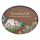 Keramikschild 16,0 x 12,5 cm Reetdachhaus mit B�umen braun