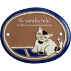 Keramikschild 11,5 x 9,0 cm Gefleckte Katze braun