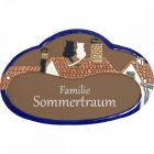 Keramikschild 19,0 x 12,0 cm Zwei Katzen auf Dachfirst braun