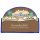 Keramikschild 23,5 x 17,0 cm G�nse und Schafe vor Haus braun
