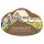 Keramikschild 19,0 x 12,0 cm Teich und G�nse vor Haus braun