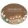 Keramikschild 16,0 x 12,5 cm Zwei Eulen mit Nest und Bl�ten braun