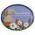 Keramikschild 16,0 x 12,5 cm Hund schaut �ber eine Mauer hellblau