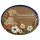 Keramikschild 16,0 x 12,5 cm Hund schaut �ber eine Mauer braun
