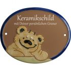 Keramikschild 16,0 x 12,5 cm Lachender B�r braun