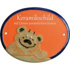 Keramikschild 16,0 x 12,5 cm Lachender B�r terracotta