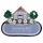 Keramikschild 12,5 x 9,0 cm WELCOME Haus hellblau