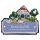 Keramikschild 12,0 x 9,0 cm G�nse vor Fachwerkhaus hellblau