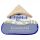 Keramikschild 22,5 x 19,0 cm G�nse vor Haus hellblau