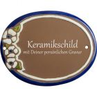 Keramikschild 15,0 x 12,0 cm Drei Bl�ten braun