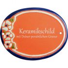 Keramikschild 15,0 x 12,0 cm Drei Bl�ten terracotta