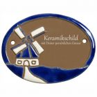 Keramikschild 9,5 x 7,0 cm Windm�hle braun