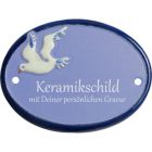 Keramikschild 9,5 x 7,0 cm Eine fliegende M�we hellblau