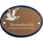 Keramikschild 9,5 x 7,0 cm Eine fliegende M�we braun