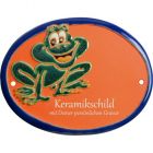 Keramikschild 15,0 x 12,0 cm Lachender Frosch terracotta