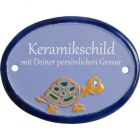 Keramikschild 9,5 x 7,0 cm Kleine Schildkr�te hellblau