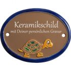 Keramikschild 9,5 x 7,0 cm Kleine Schildkr�te braun