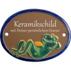 Keramikschild 9,5 x 7,0 cm Entspannter Frosch braun