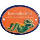Keramikschild 9,5 x 7,0 cm Entspannter Frosch terracotta