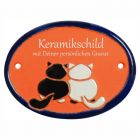 Keramikschild 9,5 x 7,0 cm Katzenpaar terracotta