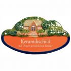 Keramikschild 17,5 x 10,0 cm Landhaus mit B�umen terracotta