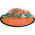 Keramikschild 17,5 x 10,0 cm Gro�es Walro� mit kleiner Robbe terracotta