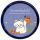 Keramikschild Durchmesser 11,5 cm Katze mit Ball hellblau