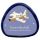 Keramikschild 12,5 x 11,5 cm Flugzeug hellblau