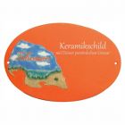 Keramikschild 20,5 x 14,0 cm Insel Fehmarn terracotta