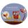 Keramikschild 14,5 x 12,0 cm Rote Eule hellblau