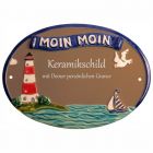 Keramikschild 23,5 x 17,0 cm Leuchtturm MOIN MOIN braun