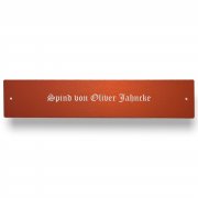 gro�e rotes Aluminium Schild mit Gravur | Effekt Gravur